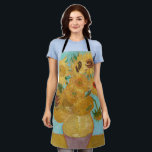 Vincent Van Gogh - Vase with Twelve Sunflowers Apron<br><div class="desc">Vase with Twelve Sunflowers / Vase avec douze tournesols - Vincent Van Gogh,  January 1889 - Sunflowers 1889 repetition of third version (F455)</div>