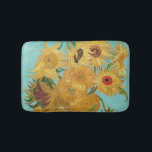 Vincent Van Gogh - Vase with Twelve Sunflowers Bath Mat<br><div class="desc">Vase with Twelve Sunflowers / Vase avec douze tournesols - Vincent Van Gogh,  January 1889 - Sunflowers 1889 repetition of third version (F455)</div>