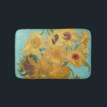 Vincent Van Gogh - Vase with Twelve Sunflowers Bath Mat<br><div class="desc">Vase with Twelve Sunflowers / Vase avec douze tournesols - Vincent Van Gogh,  January 1889 - Sunflowers 1889 repetition of third version (F455)</div>