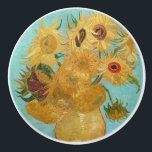 Vincent Van Gogh - Vase with Twelve Sunflowers Ceramic Knob<br><div class="desc">Vase with Twelve Sunflowers / Vase avec douze tournesols - Vincent Van Gogh,  January 1889 - Sunflowers 1889 repetition of third version (F455)</div>