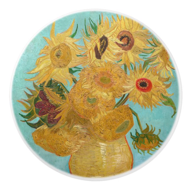 Vincent Van Gogh - Vase with Twelve Sunflowers Ceramic Knob (Front)