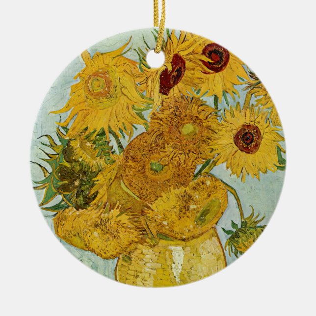 Vincent Van Gogh - Vase with Twelve Sunflowers Ceramic Ornament (Front)