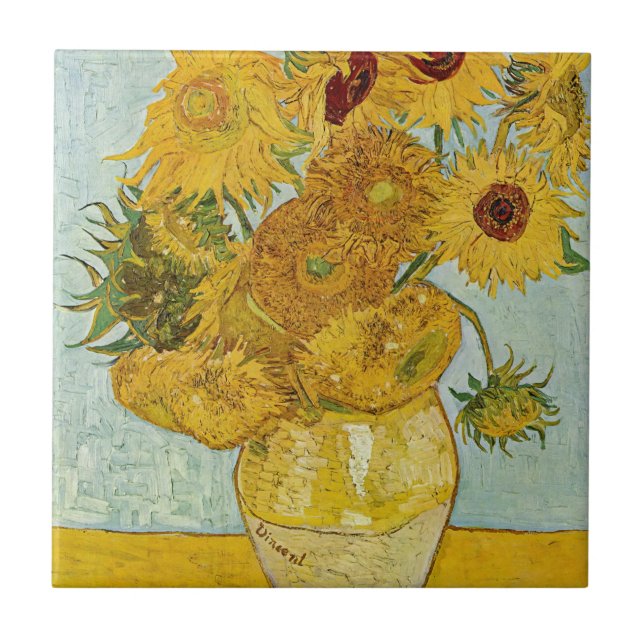 Vincent Van Gogh - Vase with Twelve Sunflowers Ceramic Tile (Front)