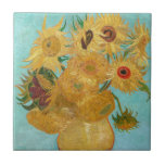 Vincent Van Gogh - Vase with Twelve Sunflowers Ceramic Tile<br><div class="desc">Vase with Twelve Sunflowers / Vase avec douze tournesols - Vincent Van Gogh,  January 1889 - Sunflowers 1889 repetition of third version (F455)</div>