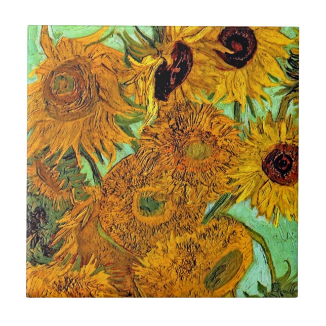 Vincent Van Gogh - Vase With Twelve Sunflowers Ceramic Tile (Front)