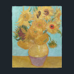 Vincent Van Gogh - Vase with Twelve Sunflowers Fleece Blanket<br><div class="desc">Vase with Twelve Sunflowers / Vase avec douze tournesols - Vincent Van Gogh,  January 1889 - Sunflowers 1889 repetition of third version (F455)</div>