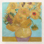 Vincent Van Gogh - Vase with Twelve Sunflowers Glass Coaster<br><div class="desc">Vase with Twelve Sunflowers / Vase avec douze tournesols - Vincent Van Gogh,  January 1889 - Sunflowers 1889 repetition of third version (F455)</div>