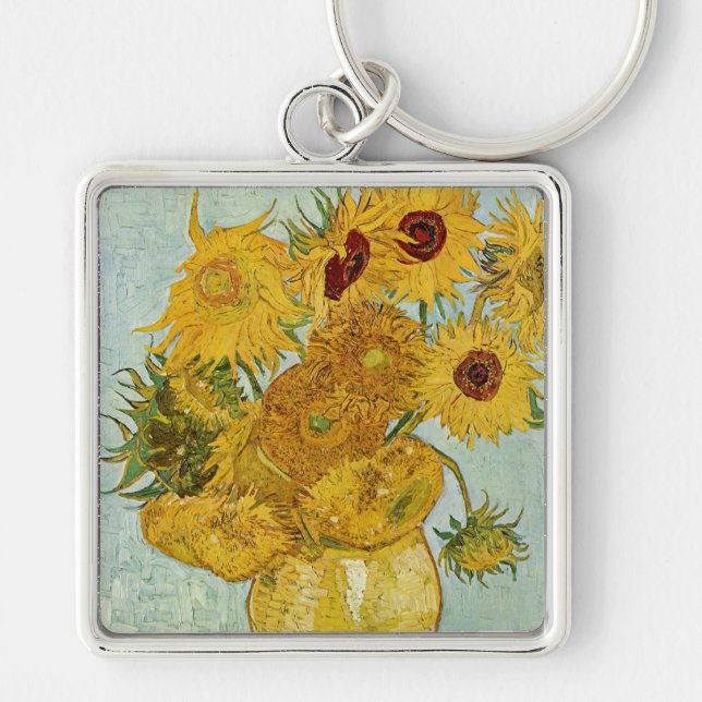 Vincent Van Gogh - Vase with Twelve Sunflowers Key Ring (Front)