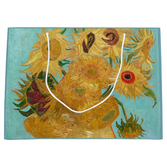 Vincent Van Gogh - Vase with Twelve Sunflowers Large Gift Bag (Front)