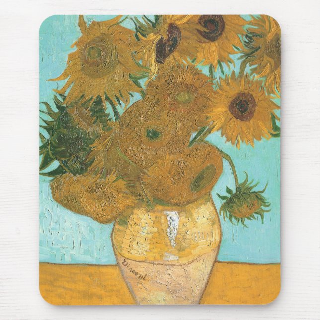 Vincent van Gogh - Vase with Twelve Sunflowers Mouse Pad (Front)