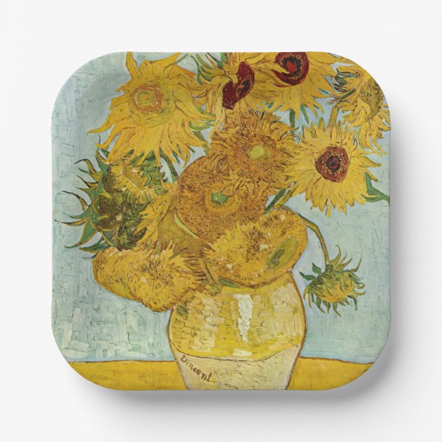 Vincent Van Gogh - Vase with Twelve Sunflowers Paper Plate (Front)