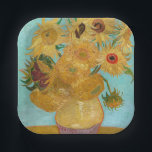 Vincent Van Gogh - Vase with Twelve Sunflowers Paper Plate<br><div class="desc">Vase with Twelve Sunflowers / Vase avec douze tournesols - Vincent Van Gogh,  January 1889 - Sunflowers 1889 repetition of third version (F455)</div>