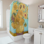 Vincent Van Gogh - Vase with Twelve Sunflowers Shower Curtain<br><div class="desc">Vase with Twelve Sunflowers / Vase avec douze tournesols - Vincent Van Gogh,  January 1889 - Sunflowers 1889 repetition of third version (F455)</div>