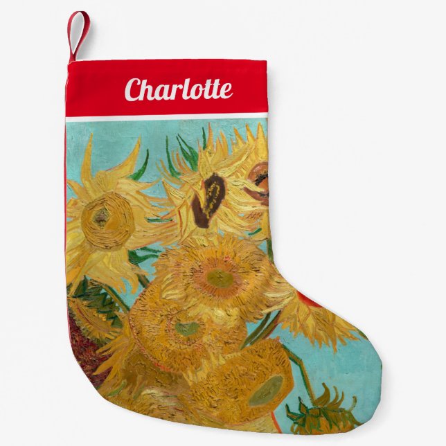 Vincent Van Gogh - Vase with Twelve Sunflowers Small Christmas Stocking (Front)