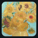 Vincent Van Gogh - Vase with Twelve Sunflowers Square Sticker<br><div class="desc">Vase with Twelve Sunflowers / Vase avec douze tournesols - Vincent Van Gogh,  January 1889 - Sunflowers 1889 repetition of third version (F455)</div>