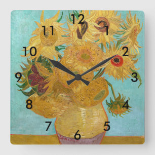 Vincent Van Gogh - Vase with Twelve Sunflowers Square Wall Clock