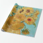 Vincent Van Gogh - Vase with Twelve Sunflowers Wrapping Paper<br><div class="desc">Vase with Twelve Sunflowers / Vase avec douze tournesols - Vincent Van Gogh,  January 1889 - Sunflowers 1889 repetition of third version (F455)</div>