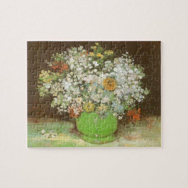 Vincent van Gogh - Vase with Zinnias and Flowers Jigsaw Puzzle (Horizontal)