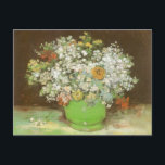 Vincent van Gogh - Vase with Zinnias and Flowers Postcard<br><div class="desc">Vase with Zinnias and Other Flowers (1886) by Vincent van Gogh is a vintage Post Impressionism fine art floral still life painting. A small green vase overflowing with a bouquet of zinnias and other blooming flowers from the garden. About the artist: Vincent Willem van Gogh (1853-1890) was a post impressionist...</div>