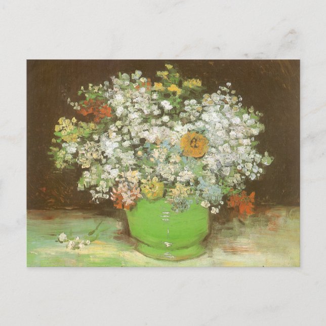 Vincent van Gogh - Vase with Zinnias and Flowers Postcard (Front)