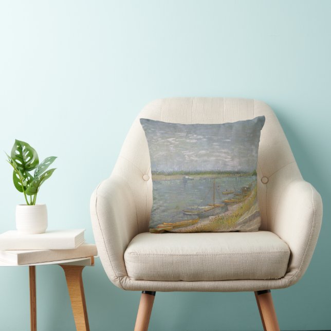 Vincent van Gogh - View of a River w Rowing Boats Cushion (Chair)