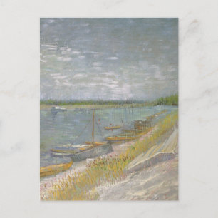 Vincent van Gogh - View of a River w Rowing Boats Postcard