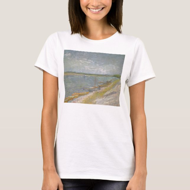 Vincent van Gogh - View of a River w Rowing Boats T-Shirt (Front)