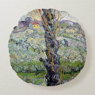 Vincent van Gogh View of Arles, 1889 Round Cushion