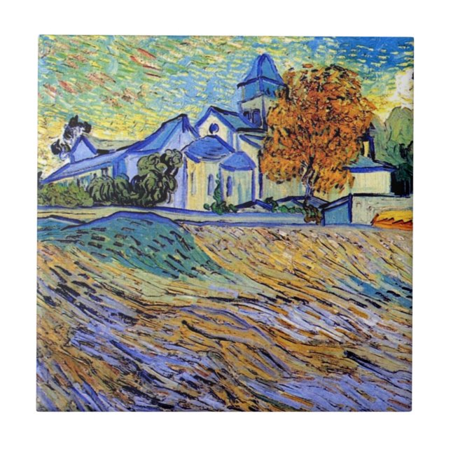 Vincent Van Gogh - View of the Asylum and Chapel Ceramic Tile (Front)