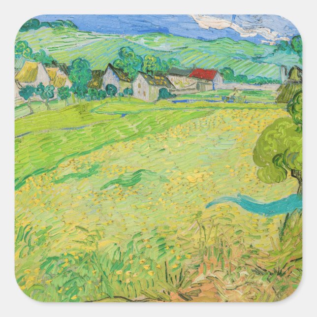 Vincent van Gogh - View of Vessenots near Auvers Square Sticker (Front)