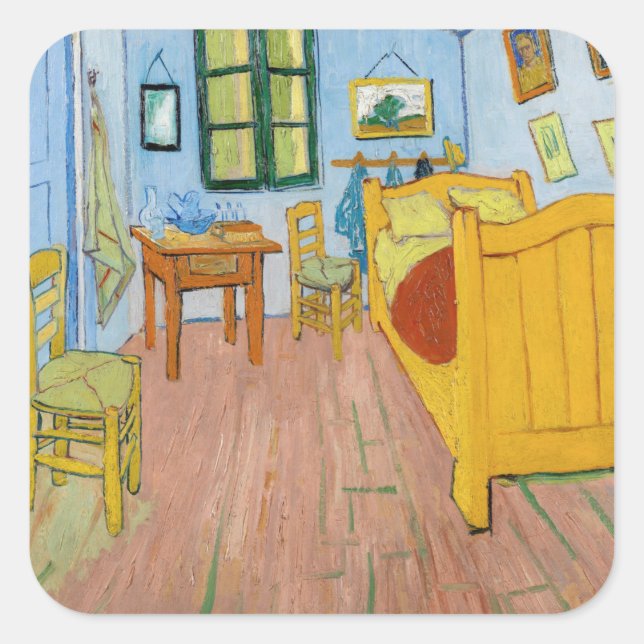 Vincent Van Gogh - Vincent's Bedroom in Arles Square Sticker (Front)