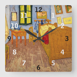 Vincent van Gogh - Vincent's Bedroom in Arles Square Wall Clock