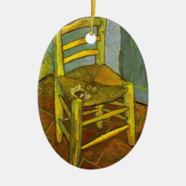 Vincent van Gogh - Vincent's Chair with His Pipe Ceramic Tree Decoration (Front)