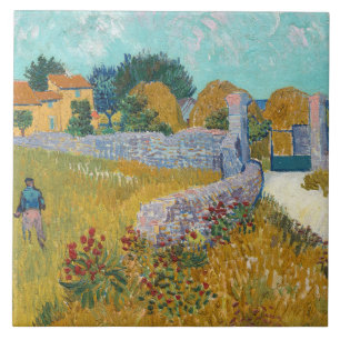 Vincent Van Gogh Vintage Farmhouse in Provence Ceramic Tile