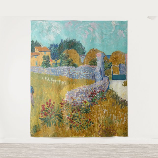 Vincent Van Gogh Vintage Farmhouse in Provence Tapestry (Front)
