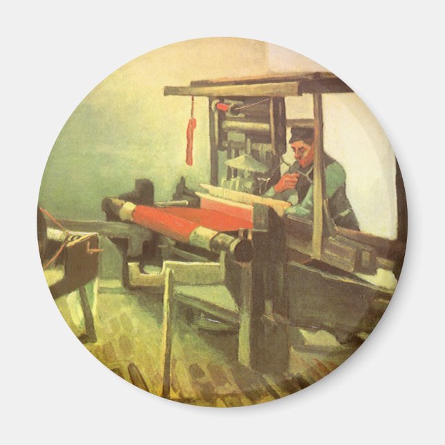 Vincent van Gogh Weaver Facing Left Spinning Wheel Magnet (Front)