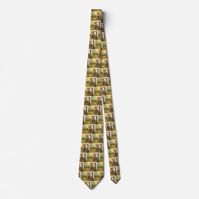 Vincent van Gogh Weaver Facing Left Spinning Wheel Tie (Front)