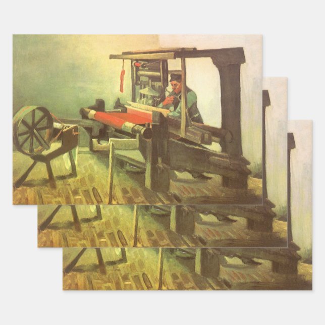 Vincent van Gogh Weaver Facing Left Spinning Wheel Wrapping Paper Sheet (Set)