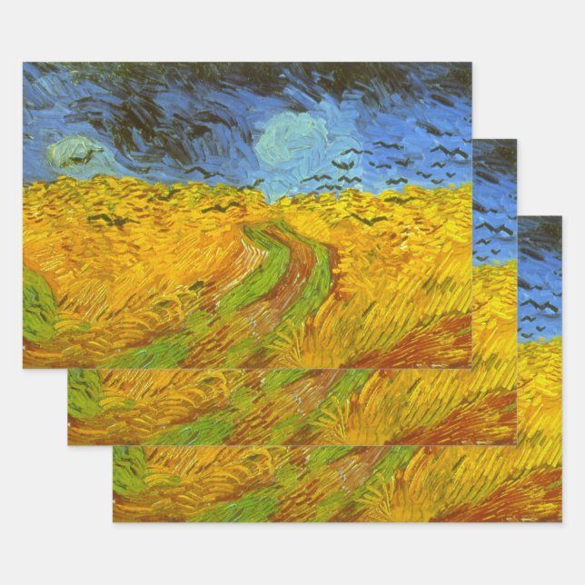 Vincent van Gogh Wheat Field with Crows Wrapping Paper Sheet (Set)