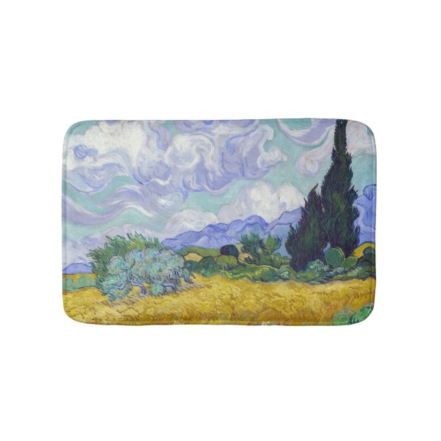 Vincent Van Gogh - Wheat Field with Cypresses Bath Mat (Front)