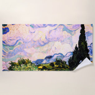 Vincent Van Gogh Wheat Field with Cypresses Beach Towel