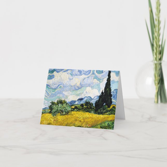 Vincent Van Gogh Wheat Field with Cypresses Card (Front)