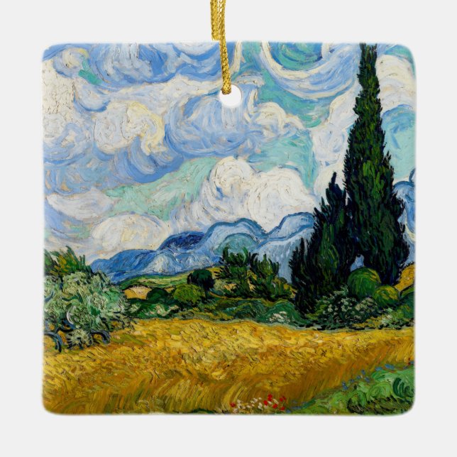Vincent Van Gogh - Wheat Field with Cypresses Ceramic Ornament (Front)