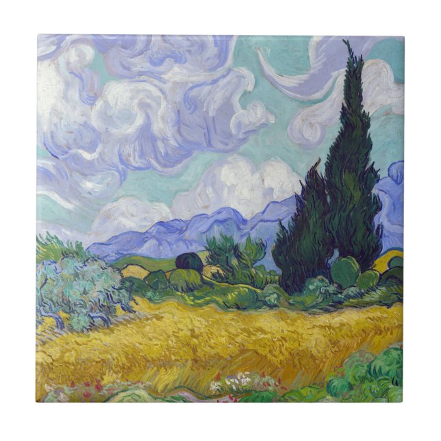 Vincent Van Gogh - Wheat Field with Cypresses Ceramic Tile (Front)