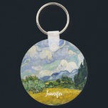 Vincent Van Gogh Wheat Field with Cypresses Custom Key Ring<br><div class="desc">Beautiful artwork from 1889 by the famous painter Vincent Van Gogh,  one of my favourite artists from the impressionist period. This impressionism landscape art features tall green cypresses set against pretty swirling clouds above a wheat field.</div>