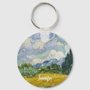 Vincent Van Gogh Wheat Field with Cypresses Custom Key Ring