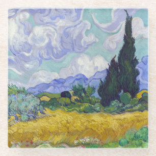 Vincent Van Gogh - Wheat Field with Cypresses Glass Coaster