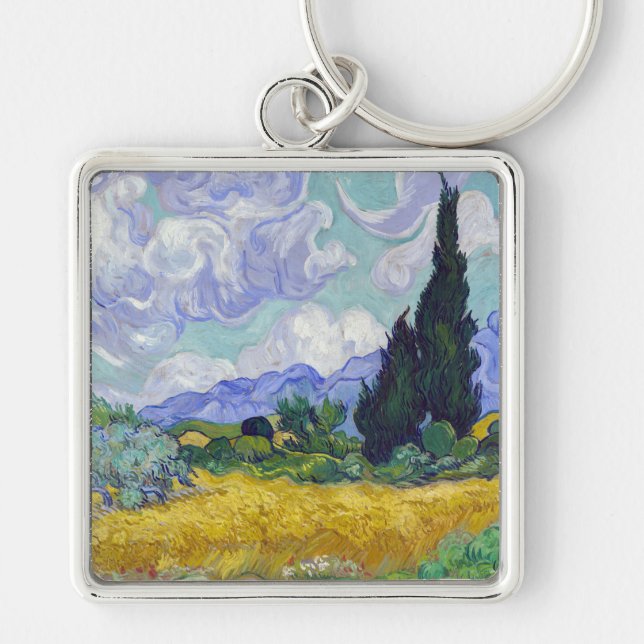 Vincent Van Gogh - Wheat Field with Cypresses Key Ring (Front)