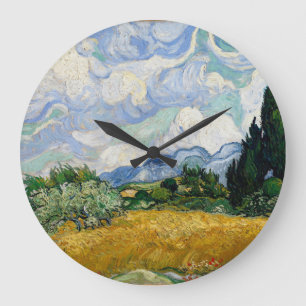 Vincent Van Gogh Wheat Field With Cypresses Large Clock