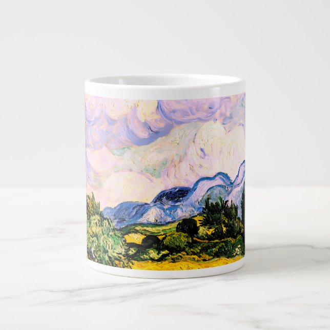 Vincent Van Gogh Wheat Field with Cypresses  Large Coffee Mug (Front)
